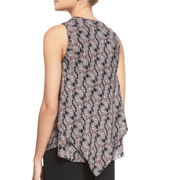 Derek Lam 10 Crosby Silk Floral Lace-Up Blouse - Picture 3 of 12